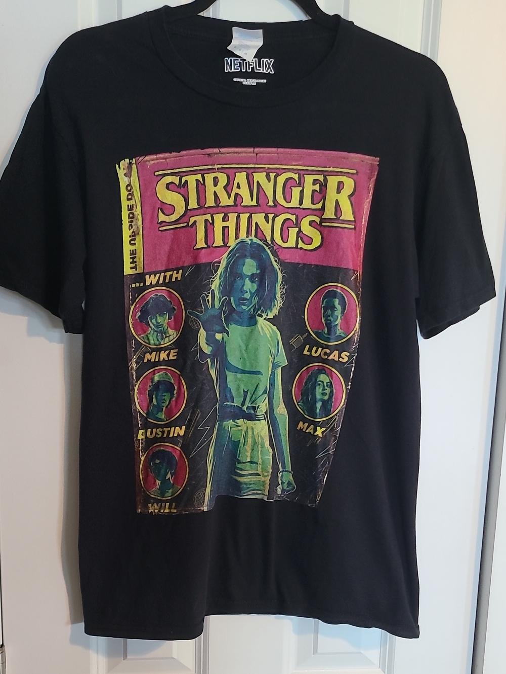 Stranger Things Graphic Tee - Black with Neon Print